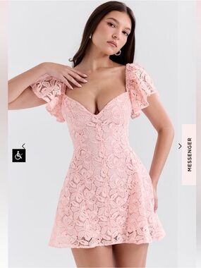 House of CB Verity Impatiens Pink Lace Mini Dress Women’s Size Large TALL